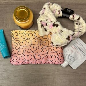 ❣️5|$25❣️ipsy Pink and Orange Heart Patterned Pouch Set🆕